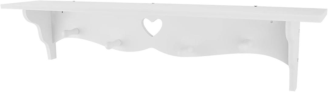 Floating Shelf, White Carved Wall Hanging Hollow Wall Shelf Wall Decoration Coat Rack Hook Wall Mounted Shelf, 59 x 13cm/23.2 x 5.1inch