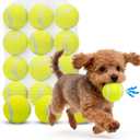 Nobleza Dog Tennis Balls 12 Pack, 2.5 Floatable Squeaky Tennis Ball for Small Medium Dogs, Training Safe Natural Rubber Squeaky Dog Balls for Dogs to Fetch Exercise, Yellow