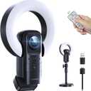 4K Webcam with Light, Web Camera with Microphone, Plug and Play, USB HD Computer Web Cam, 1080P Auto-Focus, 73°FOV PC Camera for Zoom Skype Teams, Desktop, Black