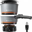 Nomad Cooking System, Electric Camping Stove 200-1000W with Pan & Pot, 120V Portable Outdoor Cooking Gear Set, Windproof Cookware for RV, EV, Overland, Vanlife, Car Camping
