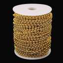 Jerler Pearl Garland 33 Yards/98 Feet Artificial Pearl Bead Chain Trim Strands Roll, Ideal for DIY Crafts, Christmas, Wedding, Bouquet and Party Decoration (5mm-Gold)