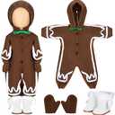 Fourluoo 1 Sets Christmas Doll Clothes 18 Inch Gingerbread Man for 18 Inch Doll Costume Outfits Accessories Xmas Gifts(Coffee)