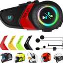 FEYA Motorcycle Helmet Speakers Super Long Battery Life Helmet Headset with Hi-Fi Sound Quality Dual Noise Reduction IPX6 Automatic Answer/Call Music Control/AI Voice/Soft & Hard Mic 1 Pack - Multi