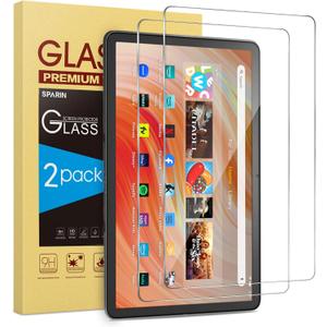 SPARIN 2 Pack Screen Protector for Fire HD 10 Tablet (2023/2021-13th/11th Generation) 10.1 Inch, 9H Hardness Tempered Glass for Fire 10/Fire HD 10 Plus/Kids/Kids Pro Tablet 2021
