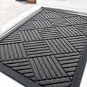 OLANLY Front Door Mat Outside Entrance 29.5x17, Absorbent, Heavy Duty Sturdy Natural Rubber Doormat Indoor Outdoor, Stain and Fade Resistant, Non-Slip Low Profile Floor Mat for Entryway, Grey Diamond