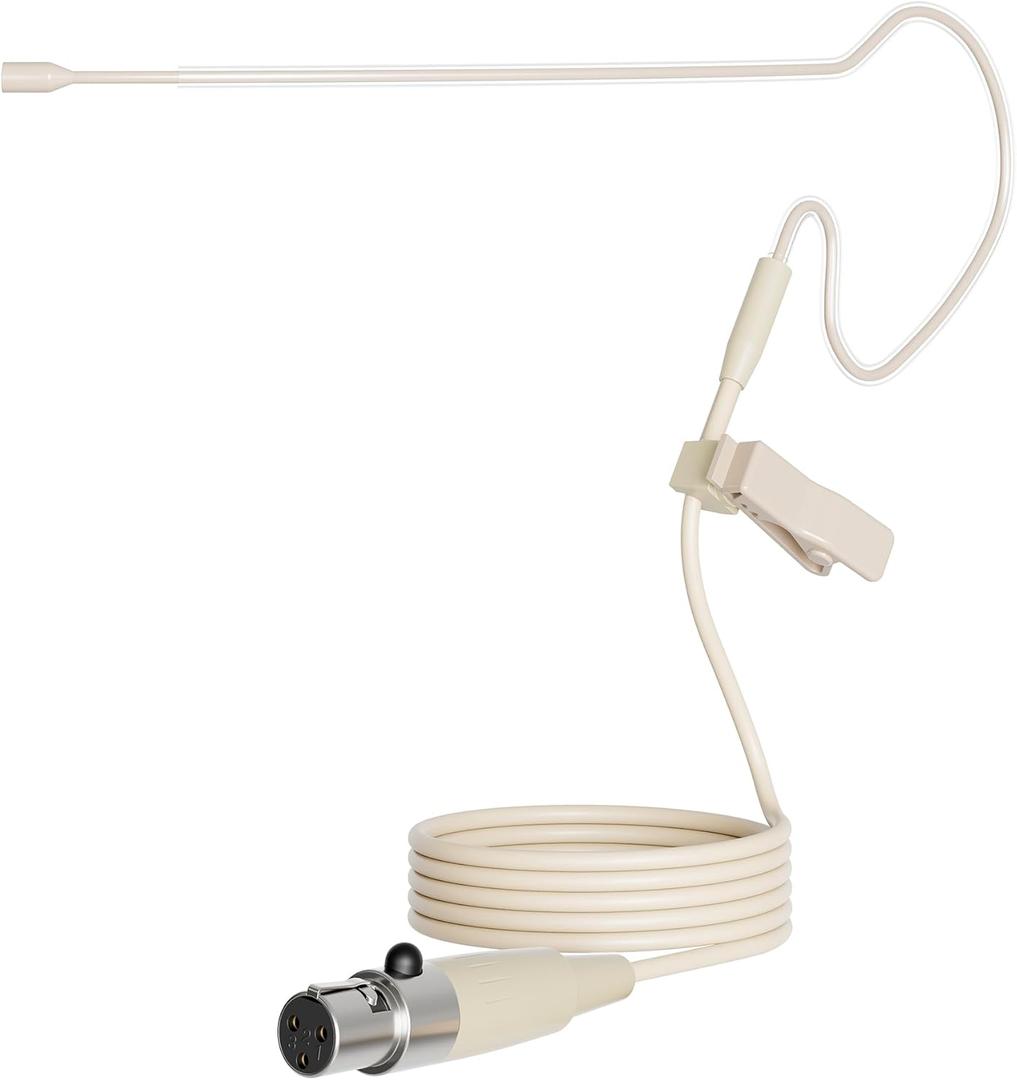 J K Pro Earhook Headworn Microphone Headset Microphone MIC-J S90 Compatible with AKG Samson Wireless Bodypack Transmitter - Mini XLR TA3F Connector