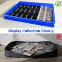 24 Pack Modular Card Risers for Display Cases,with Protective Carry Case,Black Acrylic Trading Card Showcase Stands for Graded Trading Cards PSA BGS Singles,Vendor Events & Collectors