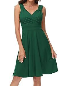 Women's Summer 60s Retro Dress Evening Party Dress Size M Dark Green