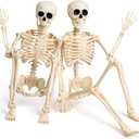 JOYIN 2PCS 36" Halloween Realistic Skeleton Decor, 3FT Full Body Stayable Movable Joints, Posable Hanging Skeletons for Halloween Decoration, Yard, Graveyard, Haunted House Props, Spooky Scene Party