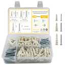 3 Sizes Self Drilling Drywall Anchors, 166PCS Nylon Plastic Wall Anchors and Screws for Drywall, No Pre Drill Hole Preparation Required,13x32mm,15x33mm,13x42mm