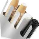 Frienda 4 Compartments Stainless Steel Cup and Lid Dispenser, Silver Coffee Cup Holder Organizer Storage for Countertop, Coffee Bar, Beverage Restaurant, Kitchen, Breakroom