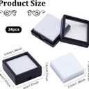 BENECREAT 24PCS Black Gemstone Display Box Jewelry Box Container with Clear Top Lids 1.5x1.5x0.6 for Gems, Jewelry, Crystal Diamond Accessories Display