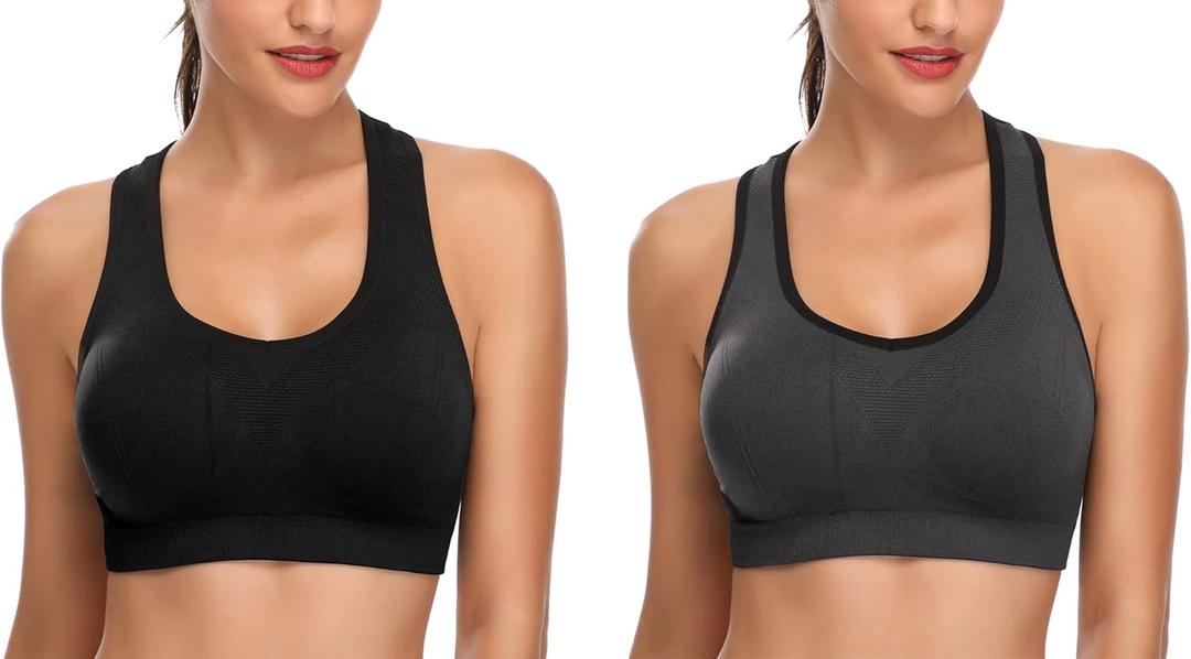 MIRITY Women Racerback Sports Bras - High Impact Workout Gym Activewear Bra (M)