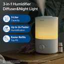LEVOIT Humidifiers for Bedroom with Night Light(3L Water Tank)Cool Mist Top Fill Essential Oil Diffuser for Baby Nursery and Plants, 360 Nozzle, Quiet, Rapid Humidification for Home Large Room, White