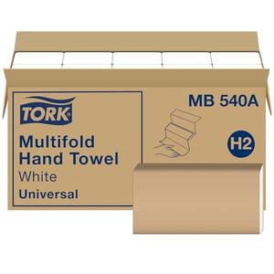 Tork Multifold Hand Towel White H2, Universal, 100% Recycled Fibers, 16 x 250 Towels, MB540A