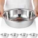 4 PCS Stainless Steel Mixing Bowls, Extra Large Salad Bowl, Deep Metal Kitchen Basin, Mirror Finish, Dishwasher Safe, Mixing Bowl for Food Prep, Baking, Cooking, Commercial Use