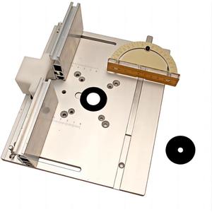 KETIPED Aluminium Router Table Insert Plate,Woodworking Benches Router Flip Plate W/Miter Gauge Guide Fence Sliding Brackets (Silver)