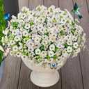 Faux Flowers for Outdoor Planters 16 Bundles UV Resistant Fake Artificial Eucalyptus Plants Outside Spring Summer Yard Decoration Realistic Silk Daisy for Patio,Front Porch,Garden,Pots Decor