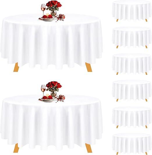 Personalize Pro 8 Pack White Round Tablecloths 130 Inch Washable Polyester Fabric Tablecloths for Wedding, Banquet, Restaurant, Buffet, Parties and Camping