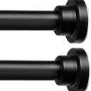 ENJOYBASICS Adjustable Spring Tension Curtain Rods 32 to 66 Inches, Stainless Steel Matte Black Shower Rod No Drilling for Window, Bathroom, Closet, Room Divider, 7/8" Diameter, 2 Pack