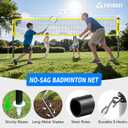 Badminton Set for Backyard, Outdoor Badminton Net with Anti-Sag Design, 4 Professional Badminton Rackets, 4 Shuttlecocks and Carry Bag for Lawn or Beach 20FT