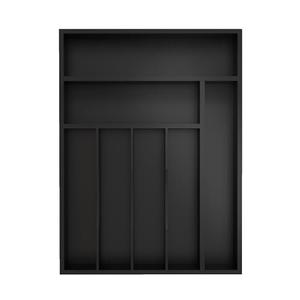 BEKVEM Bamboo Silverware Organizer, Kitchen Drawer Organizer, Utensil Holder, Cutlery Tray & Spoon Flatware Storage with Grooved Drawer Dividers (Black, 12.5''W x 16.5''D)