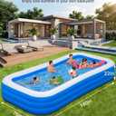 180" x 76" x 22" Large Inflatable Swimming Pool for Adults & Kids, Oversized Family Blow Up Pool for Backyard, Sturdy Thickened Kiddie Pool, Easy Setup & Portable