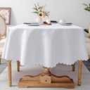 Oval White Tablecloth 60 x 84 Inch Polyester Fabric Washable Table Cloth Decorative Solid Color Wrinkle Resistant Table Cover for Dining Party Wedding Camping