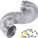 Heavy Duty 4"Flexible Dryer Vent Exhaust Duct Hose 12 FT Long, Extra Thick(6-ply) Aluminum Foil AC Ducting Kit with 2 Key Hose Clamps