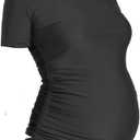 Oceanlily UV Protection 50 UPF Long Sleeve Maternity Swim Shirt - Women's Swimsuit Coverup - Ruched Rash Guard, Large