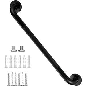 24 Inch Shower Grab Bars,1.25" Dia Knurled Black Bathroom Safety Bar