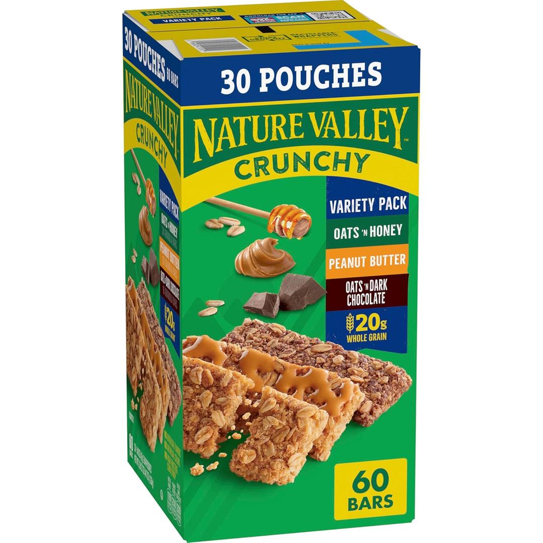 Nature Valley Crunchy Granola Bars, Value Pack, 60 Bars, 44.7 OZ Count (30 Pouches) BB Date: 09/12/26