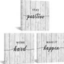 OuElegent Motivational Wall Art Office Quotes Wall Decor Stay Positive Work Hard Make it Happen Black and Gray Sketch Picture Print Artwork for Office Decor Framed 12"x12"x3 Pcs