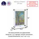 Wall Sign Holder Floating Clear Acrylic Wall Frame Holds 8.5 x 11 with Silver Standoffs Overall Dimensions 11.5" x 14" Peel Protective Film Art Gallery Lobby Directory Office by Marketing Holders