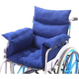 Wheelchair CushionsPressure Pain Relief Accessories with Armrest Covers. Supports Coccyx & Back, Non-Slip. Fits 18" Wheelchair with Full Arms, Blue.