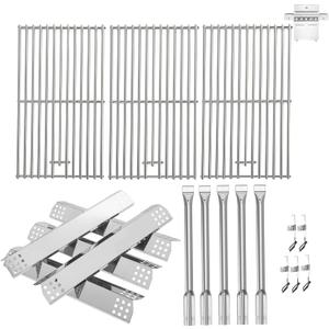 Replacement Kit for Kitchen Aid 720-0893 720-0893A 720-0893D 720-0893G, 7MM Stainless Steel Cooking Grates, Burners and Heat Plates for Kitchenaid Grill Replacement Parts 5-Burner Gas Grill