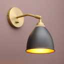 Yosoan Vintage Wall Sconce Bookcase Light, 1-Light Dimmable On Off Switch Industrial Mount Metal Fixture Lighting with 6.1" Oval Black Metal Shade in-Build Gold and Antique Canopy Reading Lamp