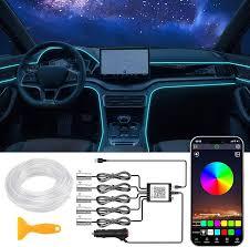 Interior Car LED Strip Lights APP Control, 5 in 1 RGB 16 Million Colors Ambient Lighting Kit with 236 inches Fiber Optic, Music Mode Inside Car Lighting Decorations