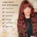 MINSEEYOO Auburn Wig with Bangs for Women Long Wavy Wigs 26 Inch Auburn Wigs Natural Looking Heat Resistant Synthetic Wig for Daily Party Use