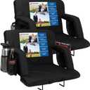 Sheenive Stadium Seats with Back Support (380 lbs) - 2.8'' Thick Comfy Cushion, 6 Adjustable Angles Bleacher Seat with Armrests - Includes Backpack Strap, Carry Handle, 2 Cup Holders & 2 Large Pockets (20.5" Wide)