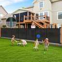 200'' Retractable Baby Gates Extra Wide, 42'' Extra Tall Retractable Dog Gate, 16 FT Black Indoor/Outdoor Retractable Gate with Reinforcement Rods for Garage, Doorways, Stairs, Decks, Driveway, Patio