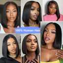 Bob Wig Human Hair 180% Density 13x4 HD Transparent Lace Front Wigs Human Hair Pre Plucked Short Bob Glueless Straight Wigs Human Hair for Women Natural Black 10 Inch