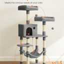 Feandrea Cat Tree, 56.3-Inch Cat Tower, Multi-Level Plush Condo with 11 Scratching Posts, 2 Perches, Hammock, Cave, Light Gray UPCT15W