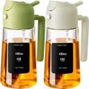 SWEET VIEW 2PCS Oil Sprayer for Cooking, 16oz/470ml Glass Oil Dispenser/Pour Bottle, Kitchen Accessories, Kitchen Gadgets for Air Fryer, Salad, BBQ, with Stickers (Green,White)