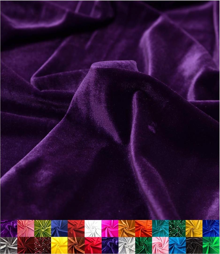 Barcelonetta | Stretch Velvet Fabric | Luxury & Soft | Velvet Fabric | 60" Wide Roll | 10% Spandex | Sewing, Apparel, Upholstery (Purple, 2 Yards)