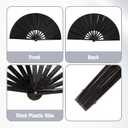 2 x Fans for Line Dancing, Boots On The Ground Hand Fan, Big Clacking Pop Fans Handheld That Make Sound, Women Men Foldable Clapping Fan for Dancing (Black)