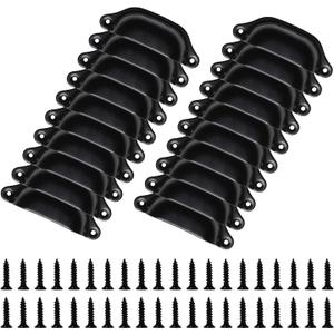 ONLYKXY Shell-Shaped Design Black Antique Metal Kitchen Cabinet Knobs Pulls Handles - 3 7/8 Inch Bin Cup Drawer Hardware (20 Pack/Black)