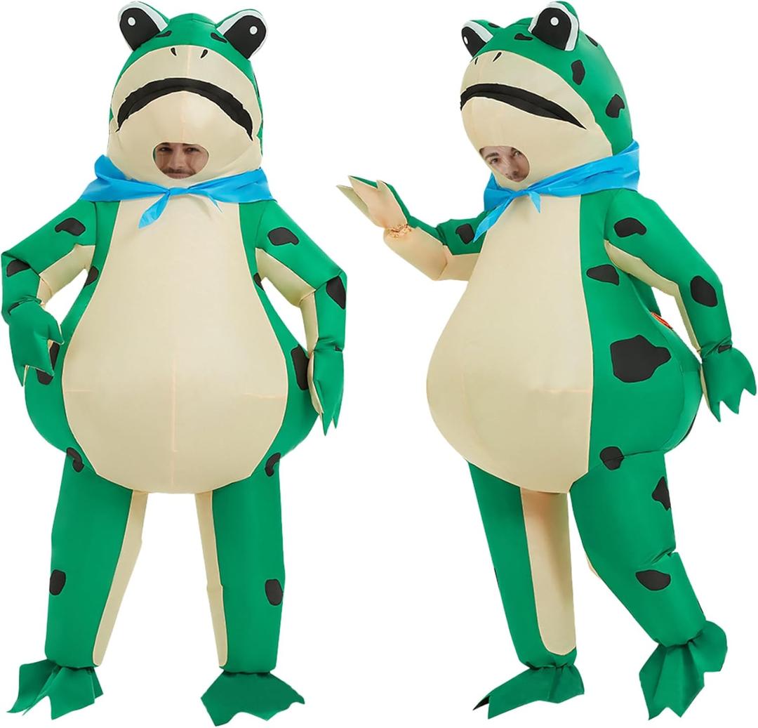 Funny Frog Outfit Inflatable Frog Costume Blow-up Cosplay Costume for Adult/Birthday/Halloween, One Size Fits The Adults From 4'9'' to 6'2'' (150cm-190cm)