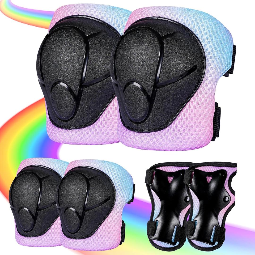 Knee Pads for Kids 3-14 Years Toddler Knee and Elbow Pads with Wrist Guards 3 in 1 for Bicycle Scooter Roller Skates Skateboarding (Medium, Pinkblue)