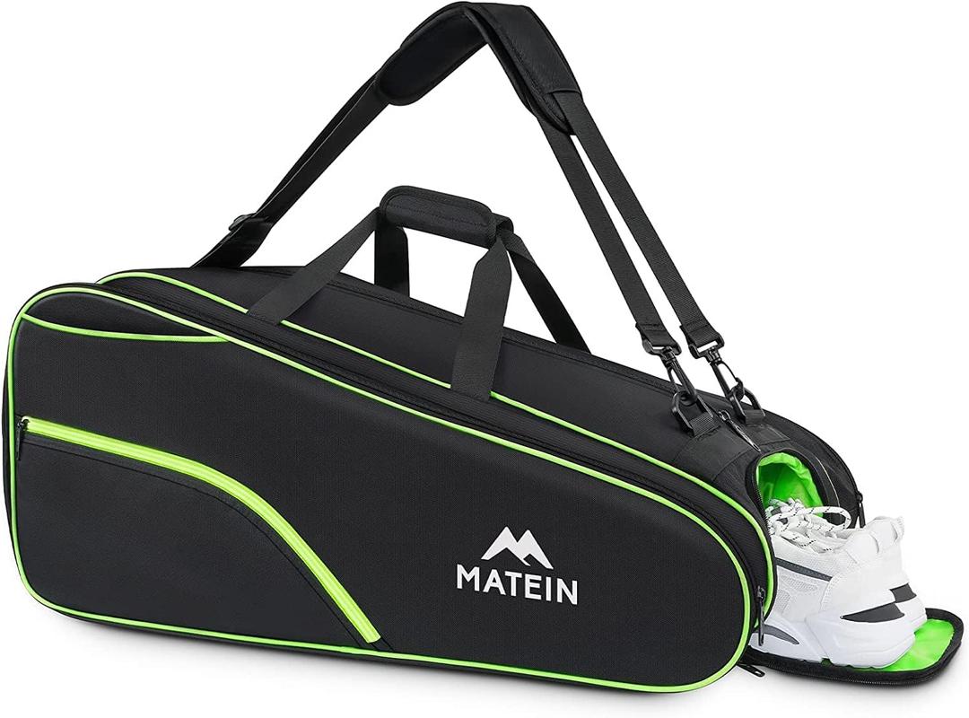 MATEIN Tennis Bag 6 Rackets, Extra Large Protective Convertible Racquet Bag with Shoes Compartment for Men Women, Racket Backpack with Cooler Pocket & Removeable Shoulder Strap for Sport Equipment MATEIN Tennis Bag 6 Rackets, Extra Large Protective Convertible Racquet Bag with Shoes Compartment for Men Women, Racket Backpack with Cooler Pocket & Removeable Shoulder Strap for Sport Equipment